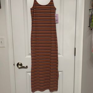 Wild Fable (Target) Spaghetti Strap Brown Stripe Dress Sz Medium
